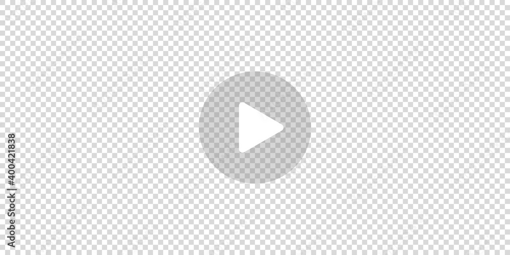 Poster play button vector icon. white start video buttons on transparent background. music sign ui screen. 
