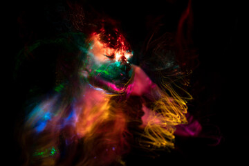 Lucid Dreaming series. Backdrop of human face and colorful fractal clouds on the subject of dreams,...