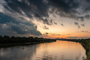 sunset over the Vistula River