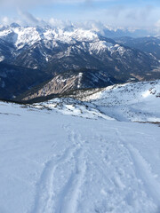 Fototapeta na wymiar Winter hiking tour to Pleisenspitze mountain, Karwendel, Tyrol, Austria