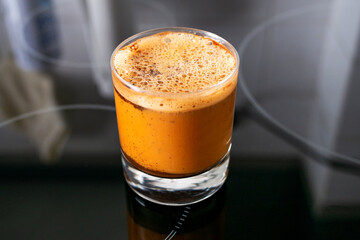glass of cappuccino. 
