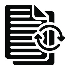 
Text papers with syncing arrows, document refresh solid icon

