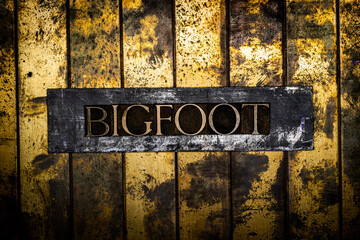 Bigfoot text on grunge textured copper and gold background