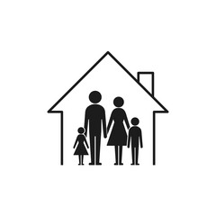 Family at home icon. Stay home sign, Vector isolated illustration