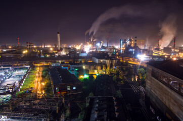 Metallurgical plant at night