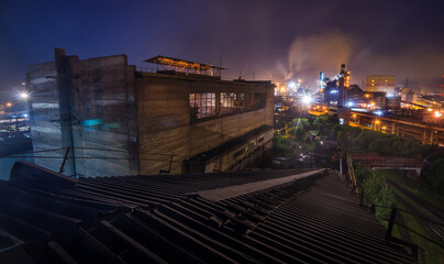 Metallurgical plant at night