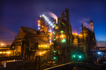 Metallurgical plant at night