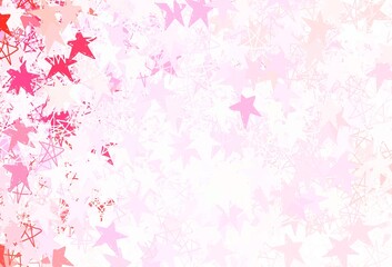Obraz na płótnie Canvas Light Pink vector backdrop with small and big stars.