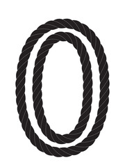 Black and white number zero made from rope Isolated on white background. Vector Illustration EPS10