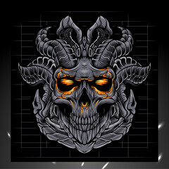 Skull head mascot, esport logo design © REYYARTS
