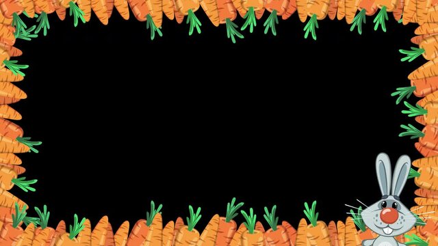 Carrot frame.
Looped animation of the bunny eating a carrot and animated carrots frame.