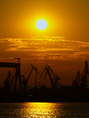 Sunset in the port of Gdynia - obrazy, fototapety, plakaty