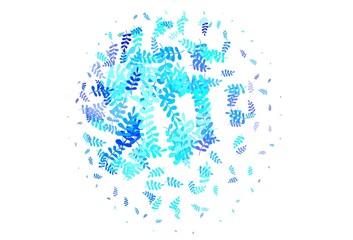 Light Blue, Green vector elegant wallpaper with leaves.