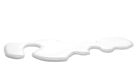 Spilled milk puddle isolated on white background and texture