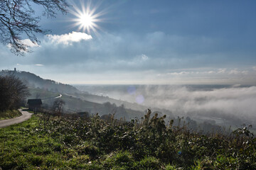 Nebellandschaften an der Bergstra&szlig;e.