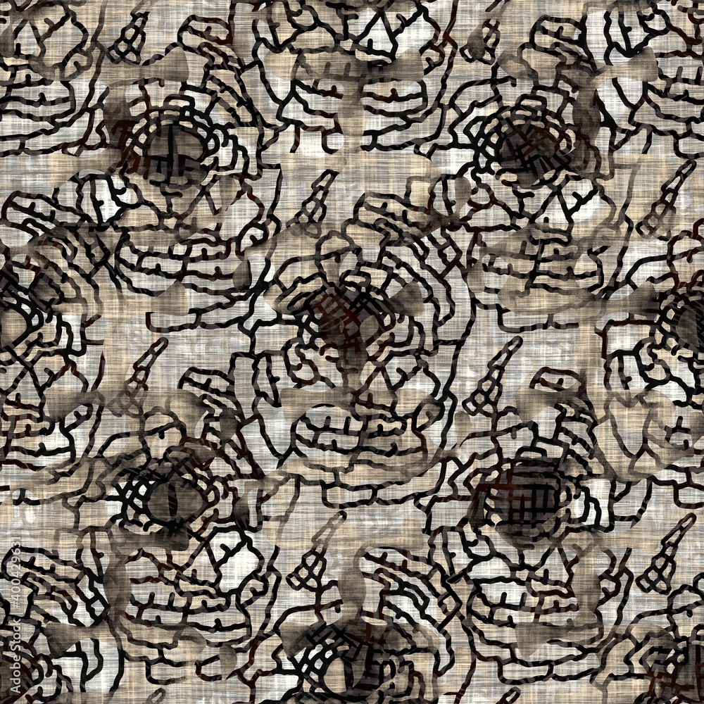 Sticker seamless modern sepia camo print texture background. worn mottled camouflage skin pattern textile fa