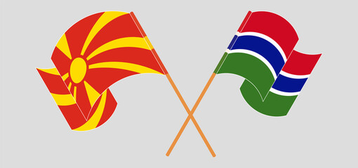 Crossed flags of North Macedonia and the Gambia