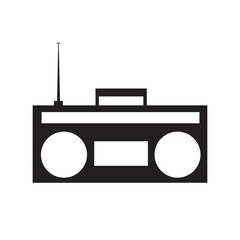 vector illustration of vintage radio tape recorder isolated on a white background in EPS10