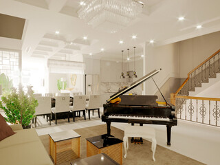 3d render of modern luxury home interior