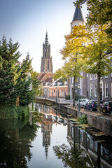 Fototapeta premium canal and reflections in Amersfoort, Netherlands