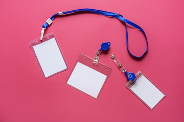 Blank badges on color background