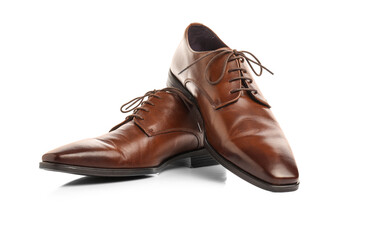 Classic leather male shoes on white background