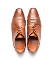 Classic leather male shoes on white background