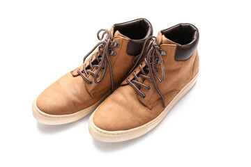 Casual male shoes on white background