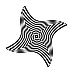 Op art design element. Twisting rotation movement.