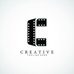 Fototapeta na wymiar Elegant letter C logo for strip film vector illustration