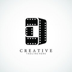 Fototapeta na wymiar Elegant letter D logo for strip film vector illustration