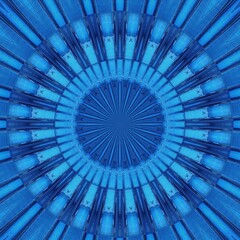 intricate geometric welded metal security gate pattern and designs in bright blue colours