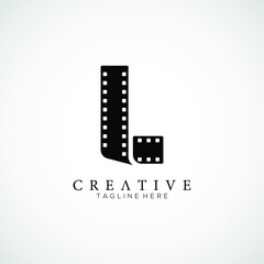 Fototapeta na wymiar Elegant letter L logo for strip film vector illustration