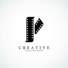 Fototapeta na wymiar Elegant letter P logo for strip film vector illustration