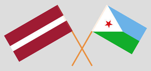 Crossed flags of Latvia and Djibouti