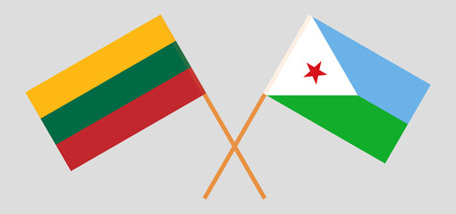 Crossed flags of Lithuania and Djibouti