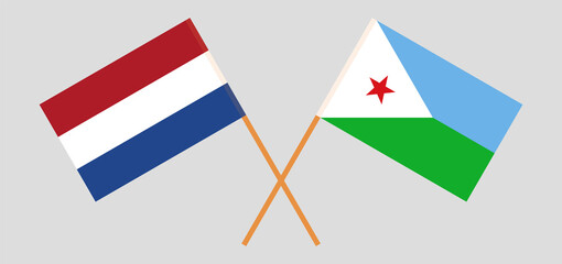 Crossed flags of the Netherlands and Djibouti