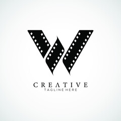 Elegant letter W logo for strip film vector illustration
