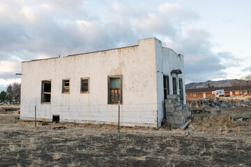 Abandoned stucco building
