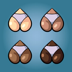 Hearts like cute asses. The illustration of beautiful women's booty for Valentine's day. Vector holiday set of underwear.