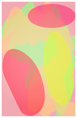Postcard template in pastel colors with pink and yellow circles