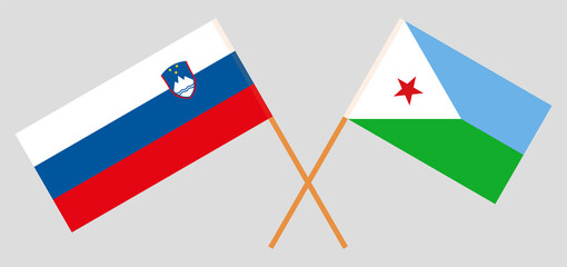 Crossed flags of Slovenia and Djibouti