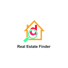 Letter d for house, home, apartment, and real estate finder search icon logo vector template design