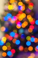 Abstract bokeh background with defocused light on Christmas tree