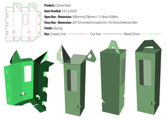 Carrier box packaging design template for any kind of product selflock gluing die cut - vector
