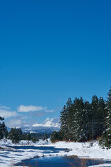 Wide Open Snowy River Leading to a Mountain