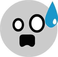 Vector illustration of emoticon with a scared expression