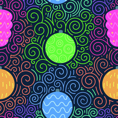 Vector Color Christmas Balls Seamless Pattern