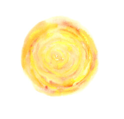 Abstract watercolor loose yellow and orange circle. Bright watercolour gradient round shape for banner design, greeting cards, advertising decor, surface
