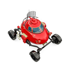 lunar roving vehicle on white background drone view